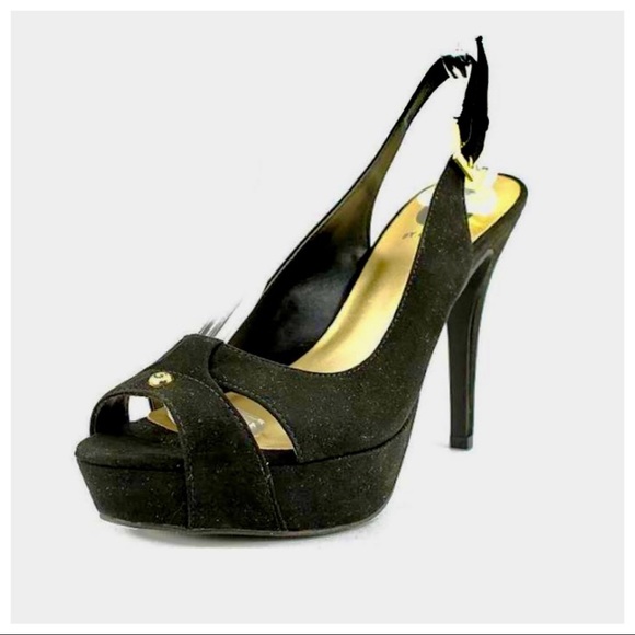 Guess NWB “Cathy” Platform Stiletto Heels Almond Peep Toe Slingback Shoes - Picture 2 of 16